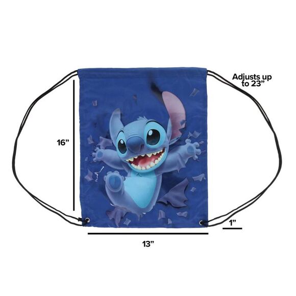Jerry Leigh Disney Stitch Breaking Free Drawstring Backpack Bag - Picture 4 of 5